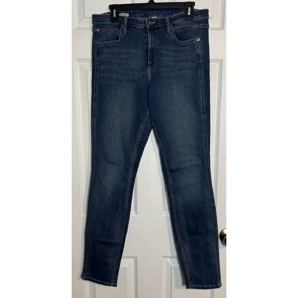 Calvin Klein Women's Sculpted Skinny Jeans, Mid-Rise, Stretch, Blue, Size 31x32